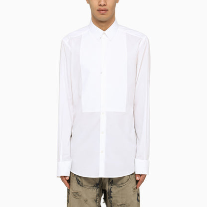 Dolce&amp;Gabbana White Poplin Gold Tuxedo Shirt