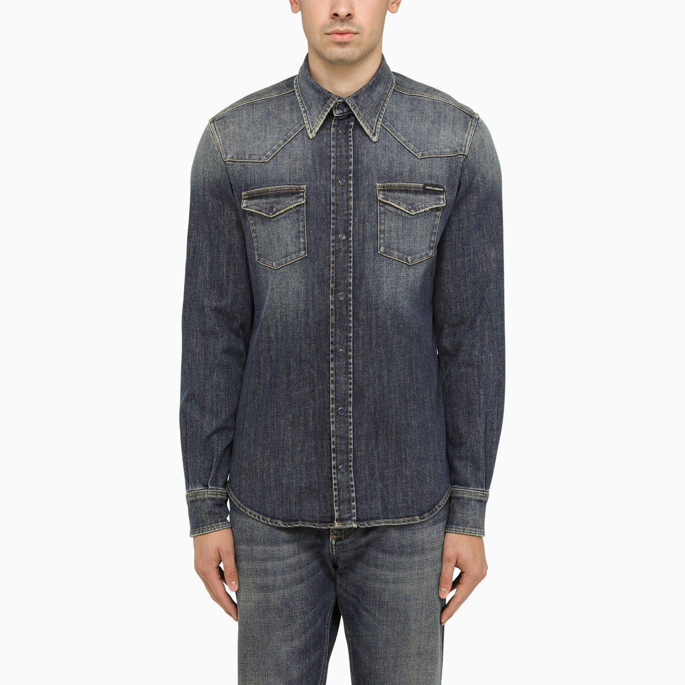 Dolce&amp;Gabbana Blue Slim Denim Shirt