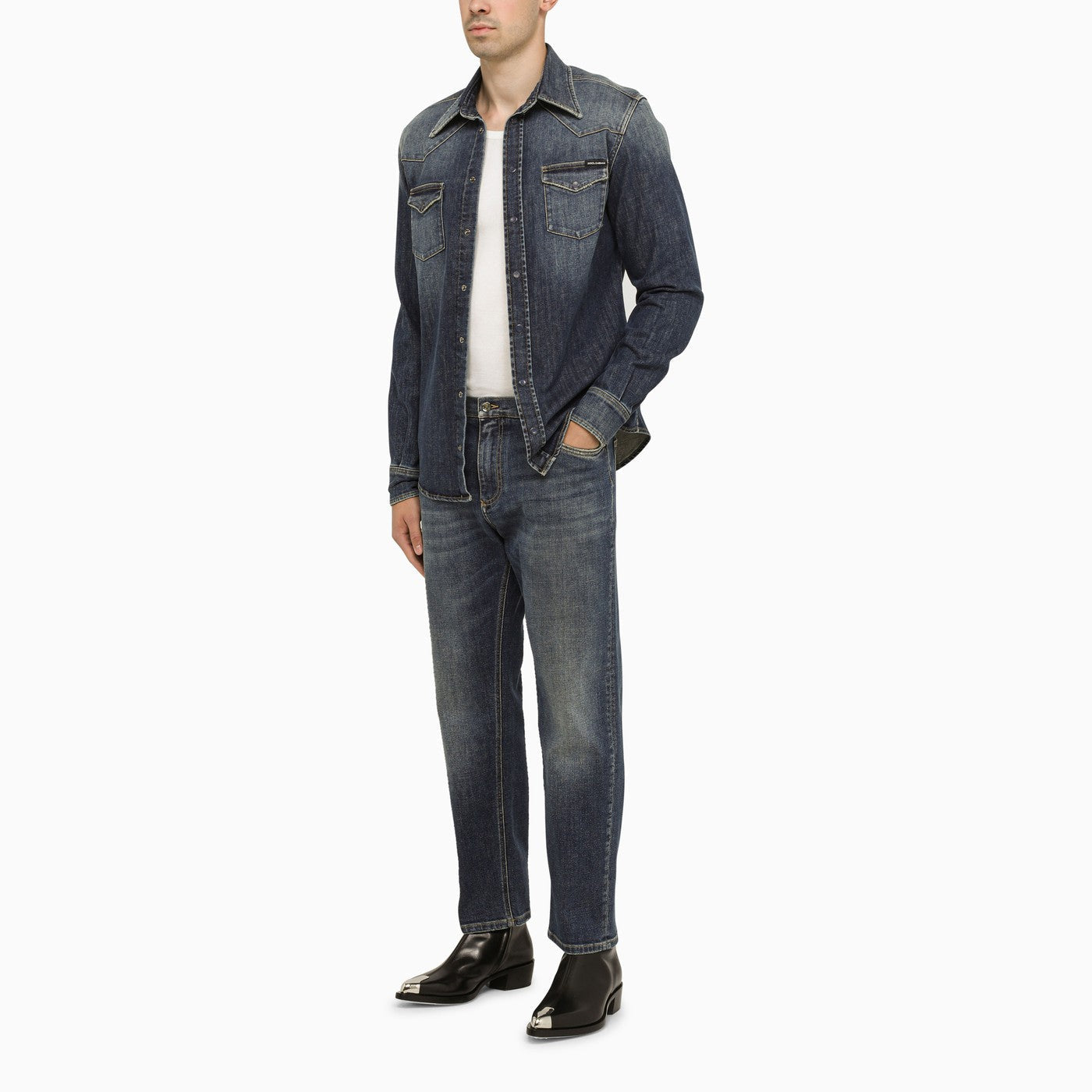 Dolce&amp;Gabbana Blue Slim Denim Shirt
