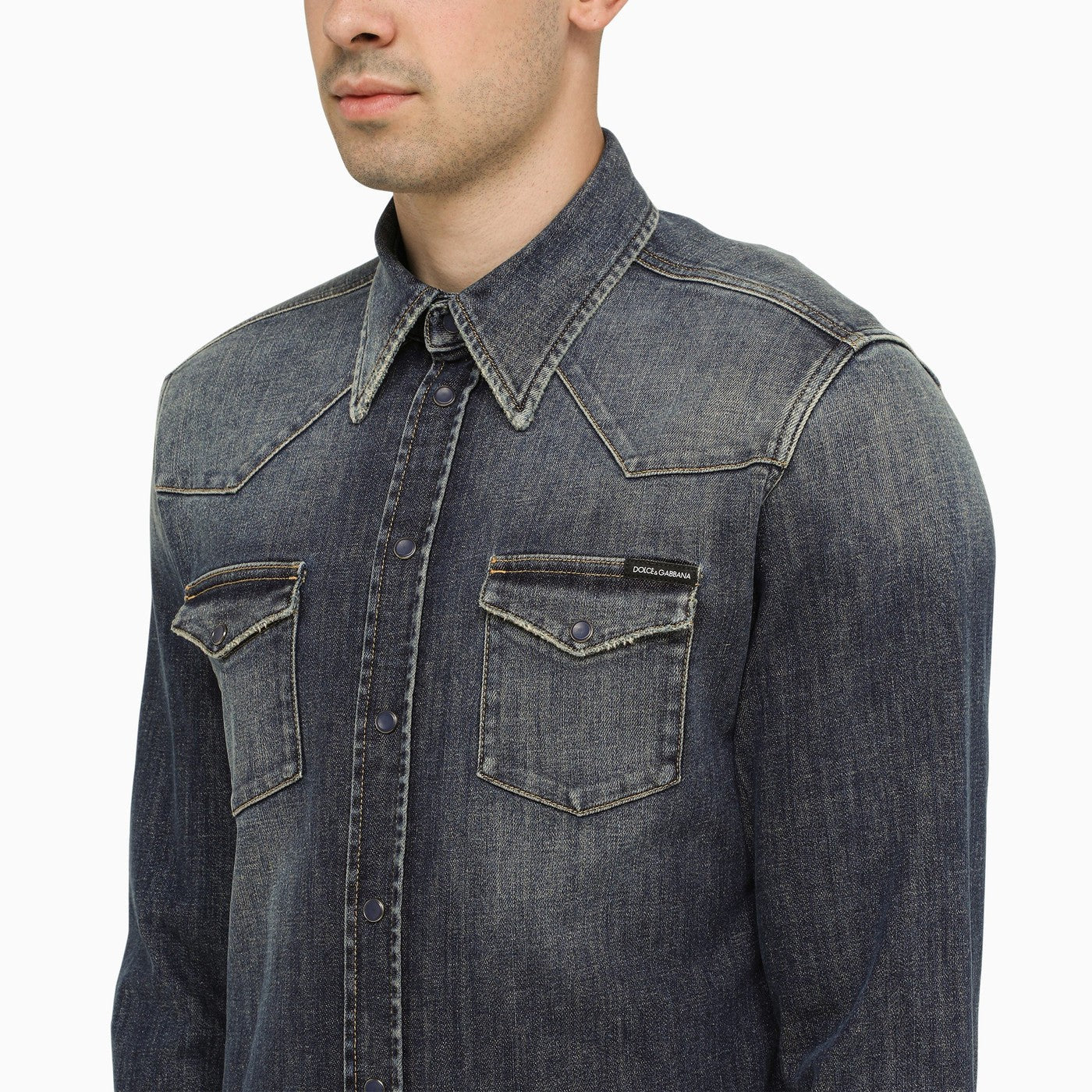 Dolce&amp;Gabbana Blue Slim Denim Shirt