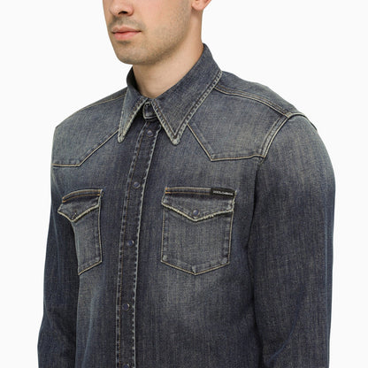 Dolce&amp;Gabbana Blue Slim Denim Shirt