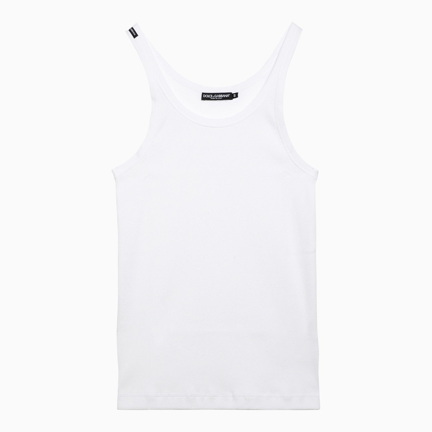 Dolce&amp;Gabbana White Ribbed Cotton Tank Top
