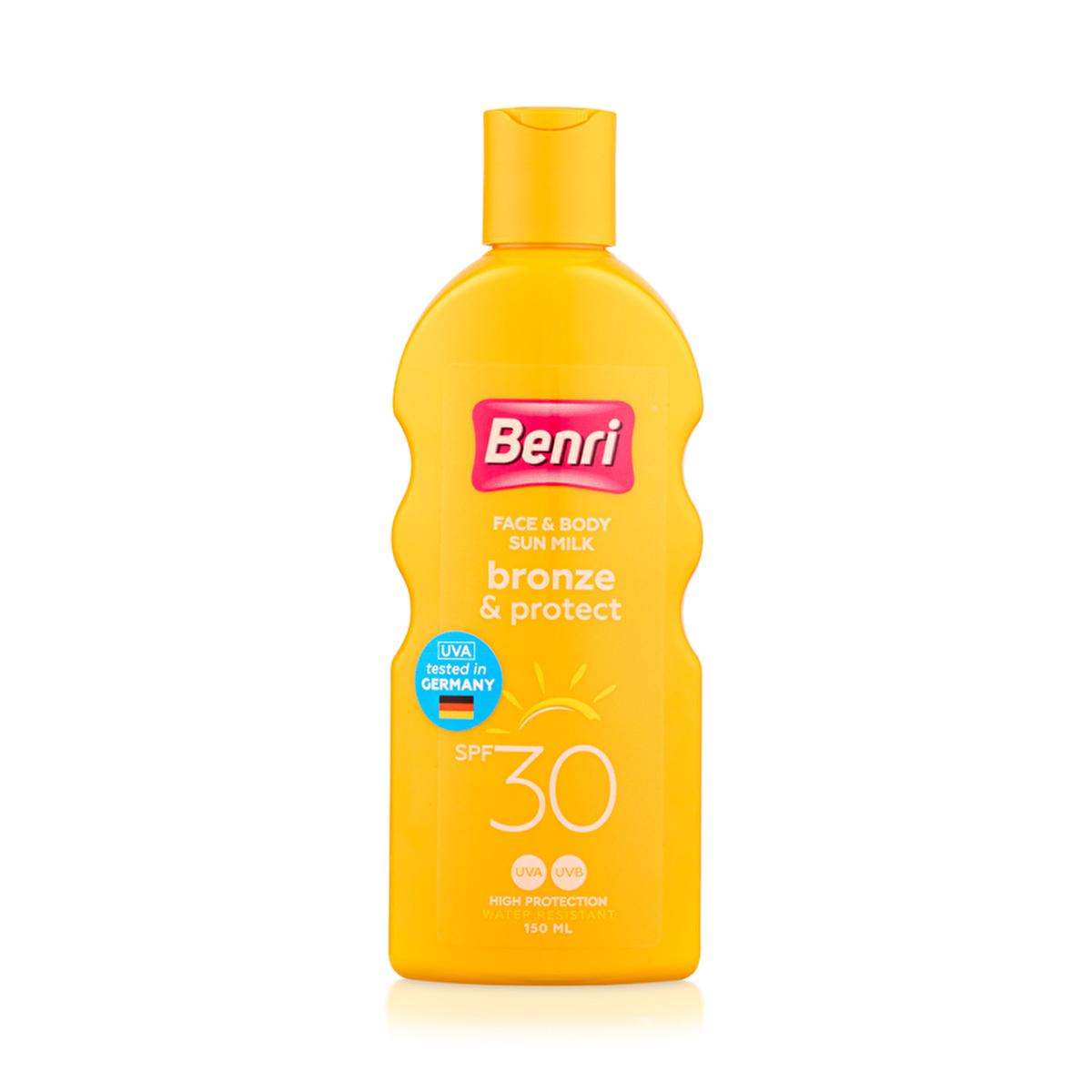 Benri Bronzluk Sunscreen Lotion SPF 30 - Water-Resistant &amp; Sensitive Skin Friendly