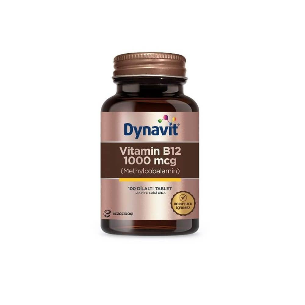 Dynavit Vitamin B12 1000 mcg Sublingual Tablets - Supports Nerve Function &amp; Red Blood Cell Formation, 100 Count