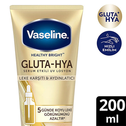 Vaseline Gluta-Hya Serum UV Protective Hydrating Body Lotion - Brightening, Non-Greasy Moisturizer with GlutaGlow Technology