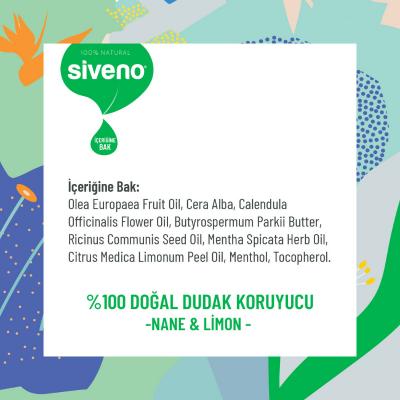 Siveno Natural Lip Balm with Mint &amp; Lemon - Cruelty-Free, Organic Lip Care