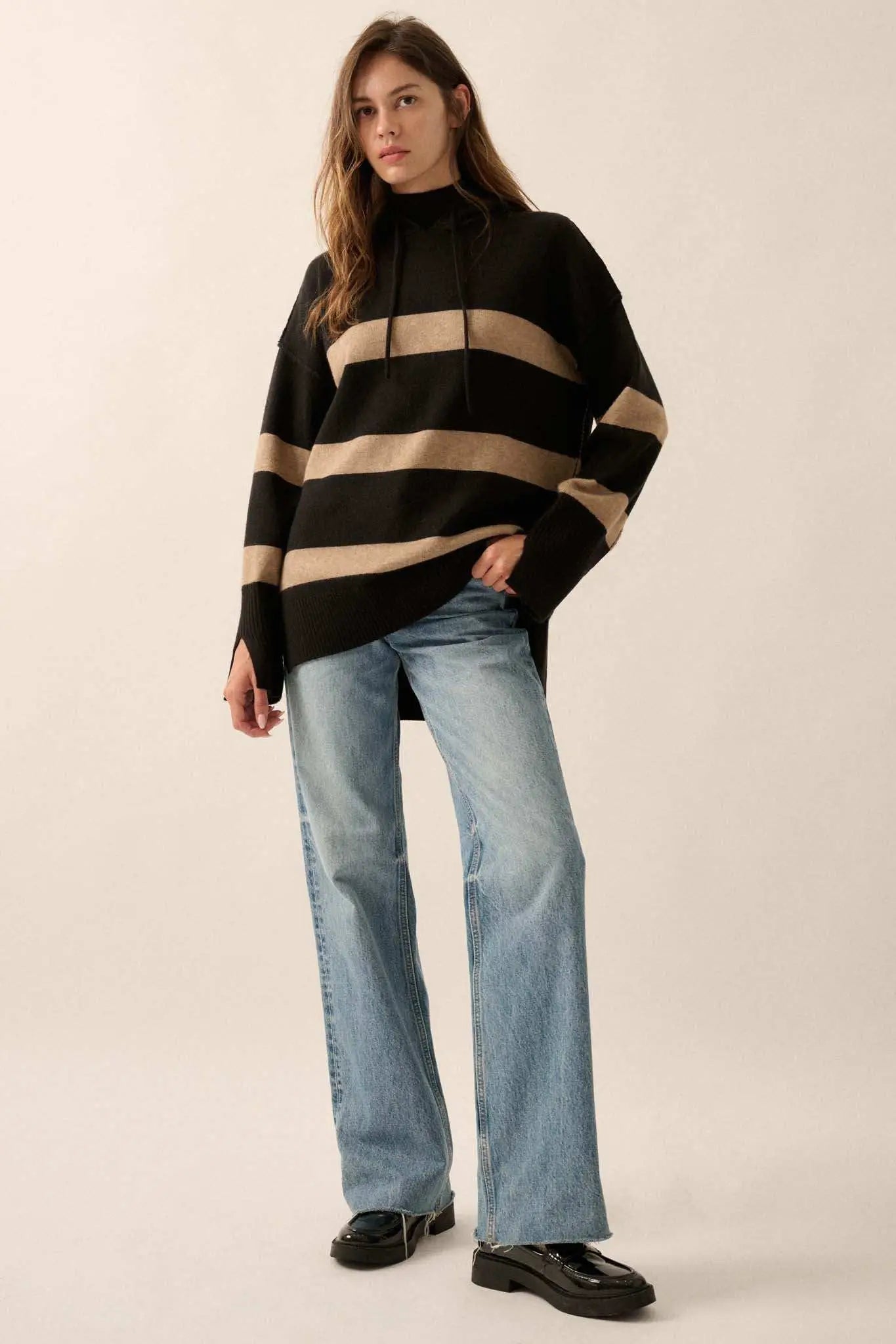 Nantucket Sound Striped Mock-Neck Sweater Hoodie