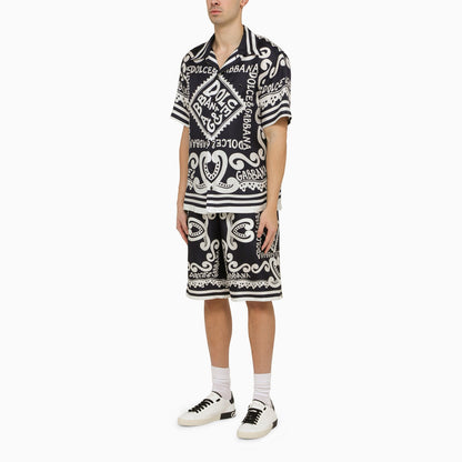 Dolce&amp;Gabbana Silk Bermuda With Navy Print