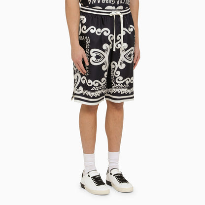 Dolce&amp;Gabbana Silk Bermuda With Navy Print