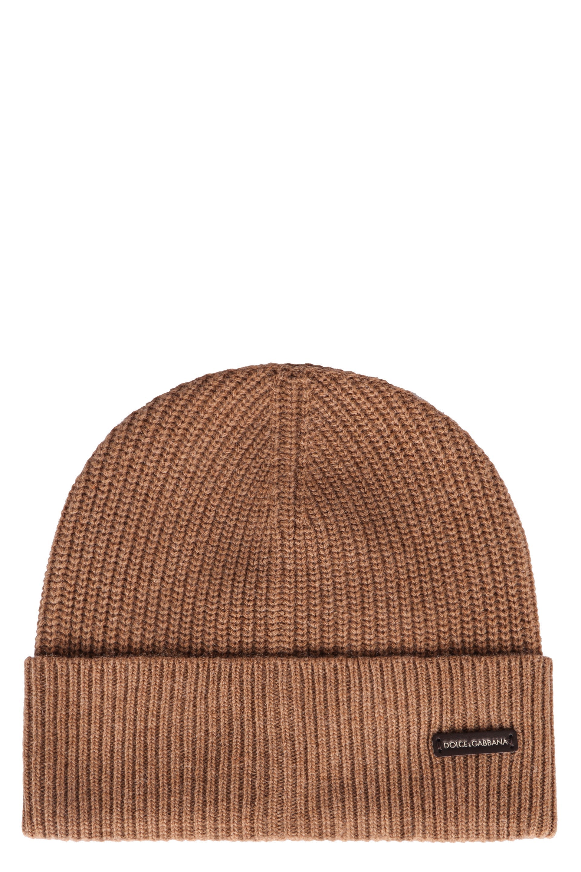 DOLCE &amp; GABBANA Ribbed Knit Beanie with Turn Up Brim for Men