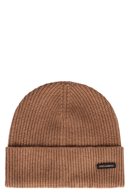 DOLCE &amp; GABBANA Ribbed Knit Beanie with Turn Up Brim for Men