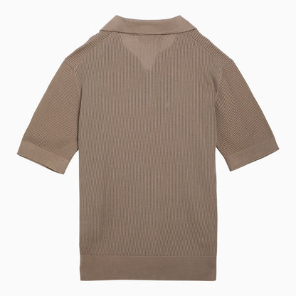 Dolce&amp;Gabbana Beige Cotton Ribbed Polo Shirt