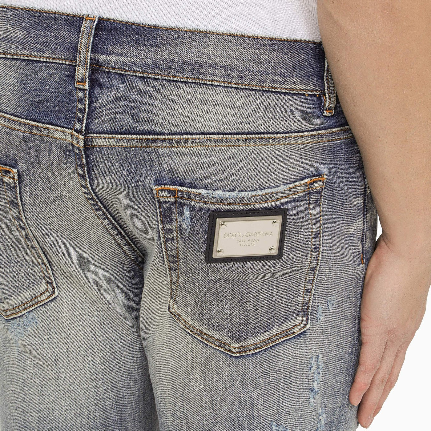 Dolce&amp;Gabbana Light Blue Washed Slim Jeans