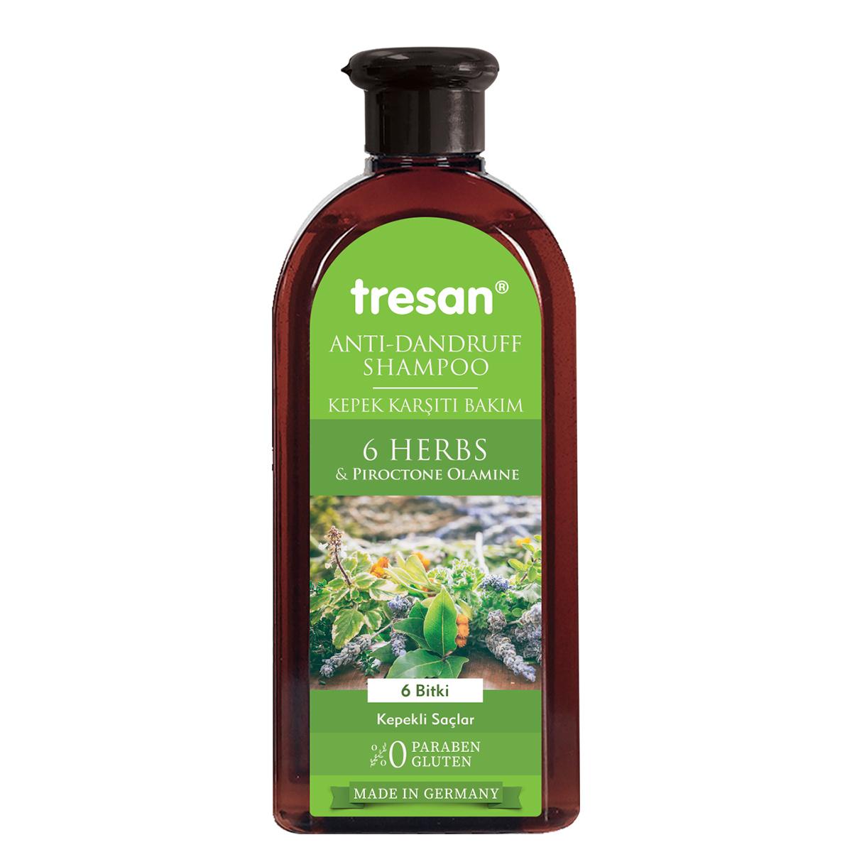 Tresan Anti-Dandruff Shampoo: 6 Plant Extracts &amp; Piroctone Olamine - Balances Scalp Oil, Adds Shine (10.14 fl oz)