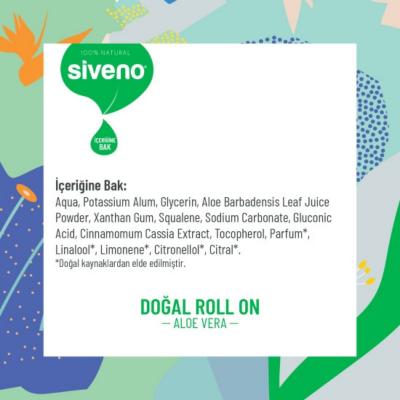 Siveno Aloe Vera Roll-On Deodorant: Natural, Soothing, &amp; Refreshing Underarm Care for Sensitive Skin - Aluminum &amp; Paraben Free