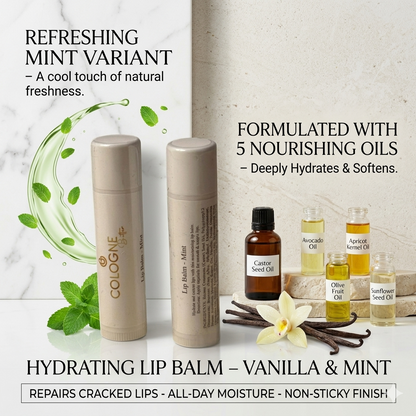 Hydrating Lip Balm – Vanilla &amp; Mint | Moisturizing Lip Care with Castor, Avocado &amp; Olive Oils | Repair Dry Chapped Lips | Smooth &amp; Nourishing Lip Balm