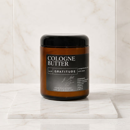 GRATITUDE – Luxury Fragrance Body Butter | Honey, Smoky Cedarwood &amp; Sandalwood Cologne Scent Moisturizing Skin Butter | Cologne Butter