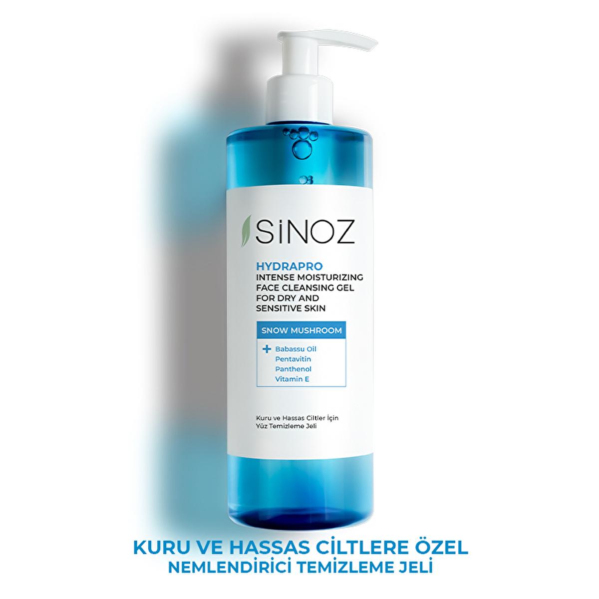 Sinoz Hydrating Facial Cleansing Gel for Dry &amp; Sensitive Skin | Gentle Face Wash with Snow Mushroom, Babassu Oil - SLS Free, Moisturizing (13.53 fl oz)
