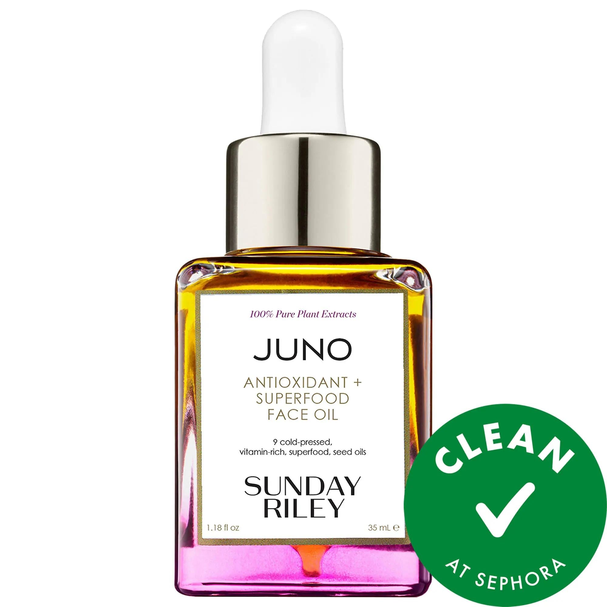 Juno Antioxidant + Superfood Face Oil - Natural Anti-Aging Moisturizer for Dry &amp; Sensitive Skin