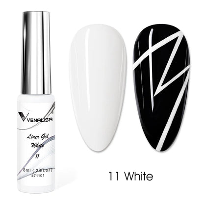 Venalisa Liner Gel 8ml French Nail Gel Polish UV LED Painting Gel Nail Art Design Gorgeous Glitter Color DIY Drawing Polish