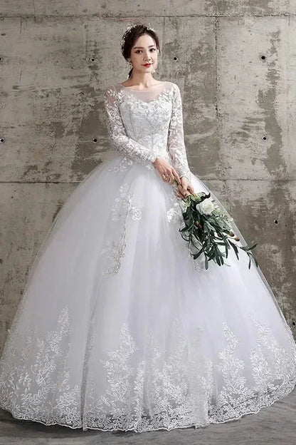 Custom Luxury Wedding Dress - Long Sleeve Ball Gown Plus Size | Femstylo