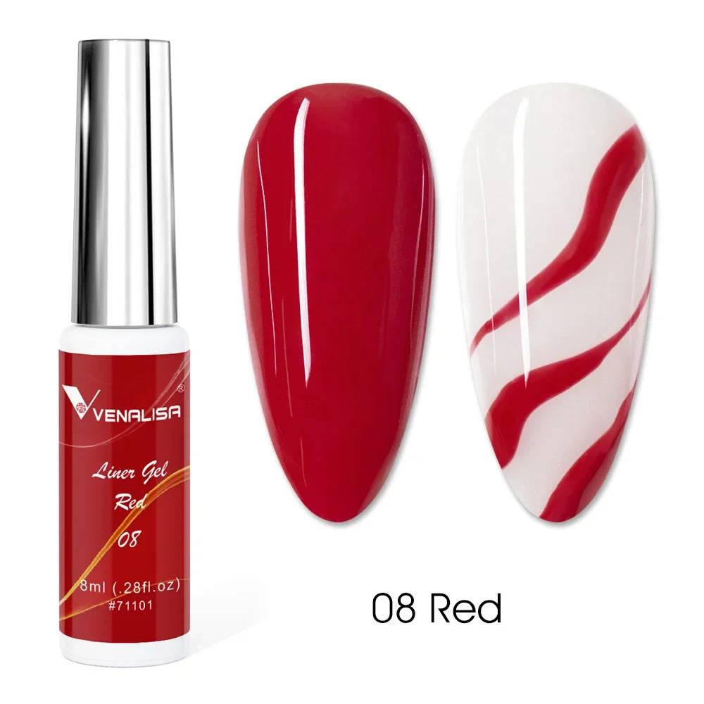 Venalisa Liner Gel 8ml French Nail Gel Polish UV LED Painting Gel Nail Art Design Gorgeous Glitter Color DIY Drawing Polish