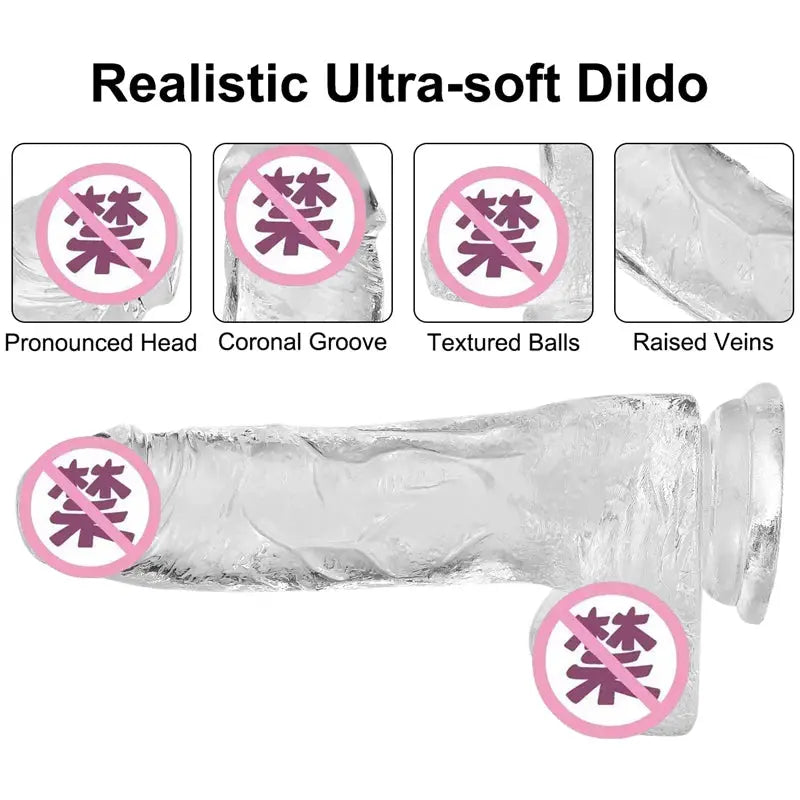 Soft Jelly Dildo Testis Realistic Anal Dildo Penis Suction Cup Male Dick Female Masturbation Fidget Toys Sex Toys for Woman SHOPEZRA L.L.C.