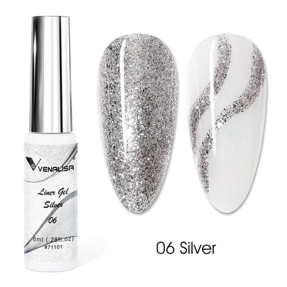 Venalisa Liner Gel 8ml French Nail Gel Polish UV LED Painting Gel Nail Art Design Gorgeous Glitter Color DIY Drawing Polish