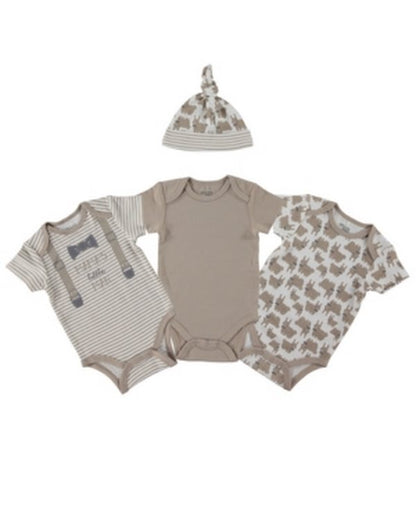 Chickpea Baby Boys 4-PC. Printed Cotton Bodysuits &amp; Hat Set