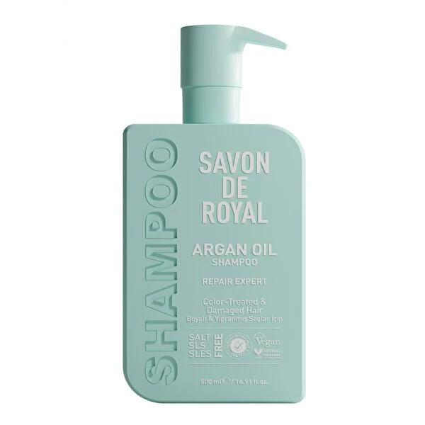 Savon De Royal Argan Oil Shampoo for Damaged &amp; Colored Hair - Vegan, SLS/SLES Free - Repair, Shine &amp; Vitality - 500ml