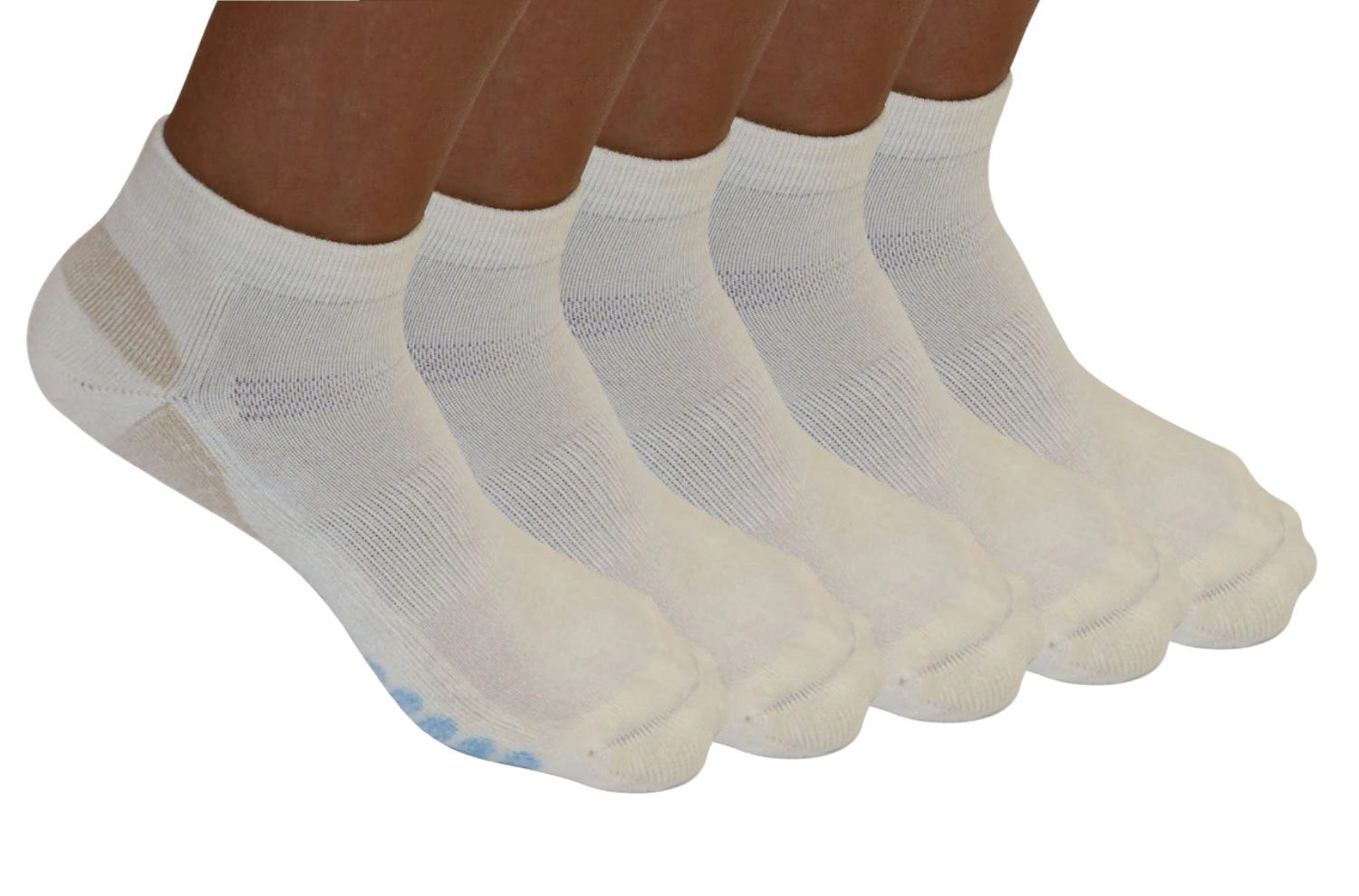 High Performance Anklet Bamboo Viscose Socks – Natural with Blue Padding, 5-Pack