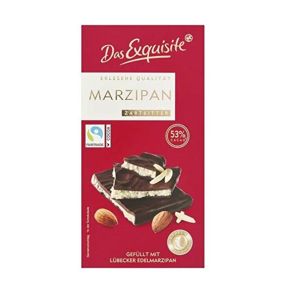Das Exquisite Dark Chocolate Bar with LŸbeck Marzipan - Gourmet Almond Paste Filling, Rich &amp; Bitter European Chocolate Treat (140g)