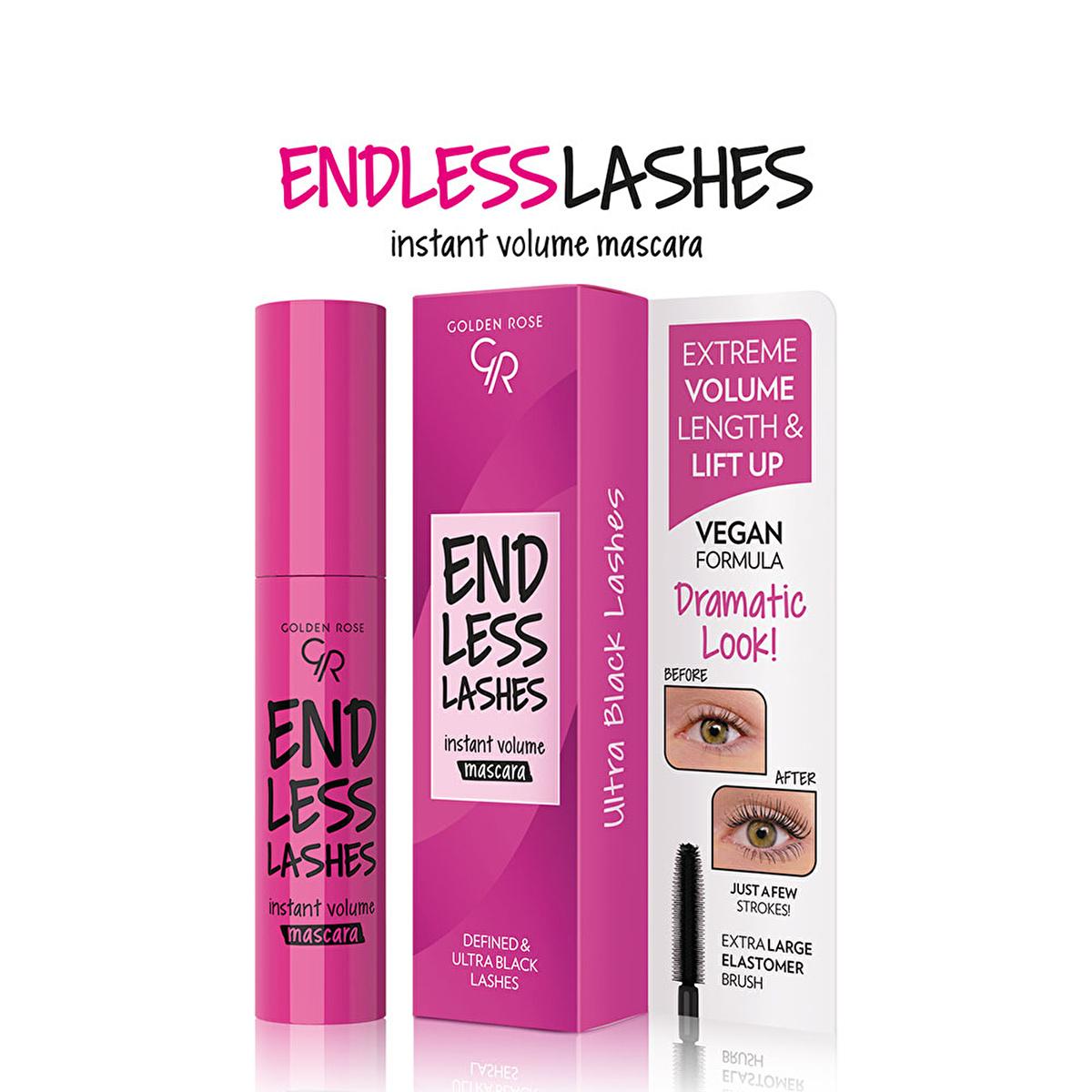 Golden Rose Endless Lashes Mascara - Vegan, Volumizing, Lengthening, Ultra-Black Cosmetic