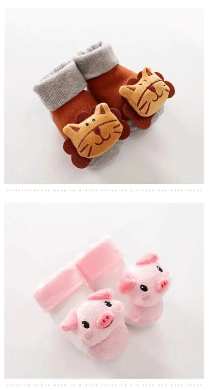 Cartoon Baby Anti-Slip Socks Shoes Newborn Infant Rattle Cute Autumn Boy Girl Floor First Walkers Booties Cotton Doll Warm Socks by Dropshipman
