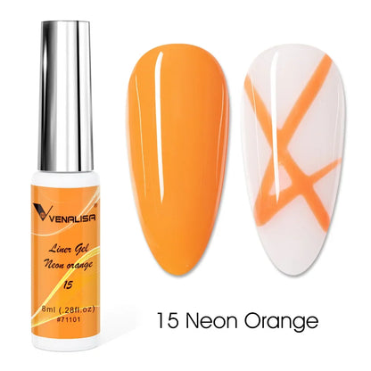 Venalisa Liner Gel 8ml French Nail Gel Polish UV LED Painting Gel Nail Art Design Gorgeous Glitter Color DIY Drawing Polish