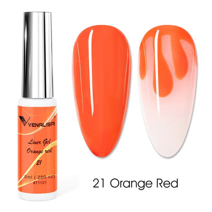Venalisa Liner Gel 8ml French Nail Gel Polish UV LED Painting Gel Nail Art Design Gorgeous Glitter Color DIY Drawing Polish