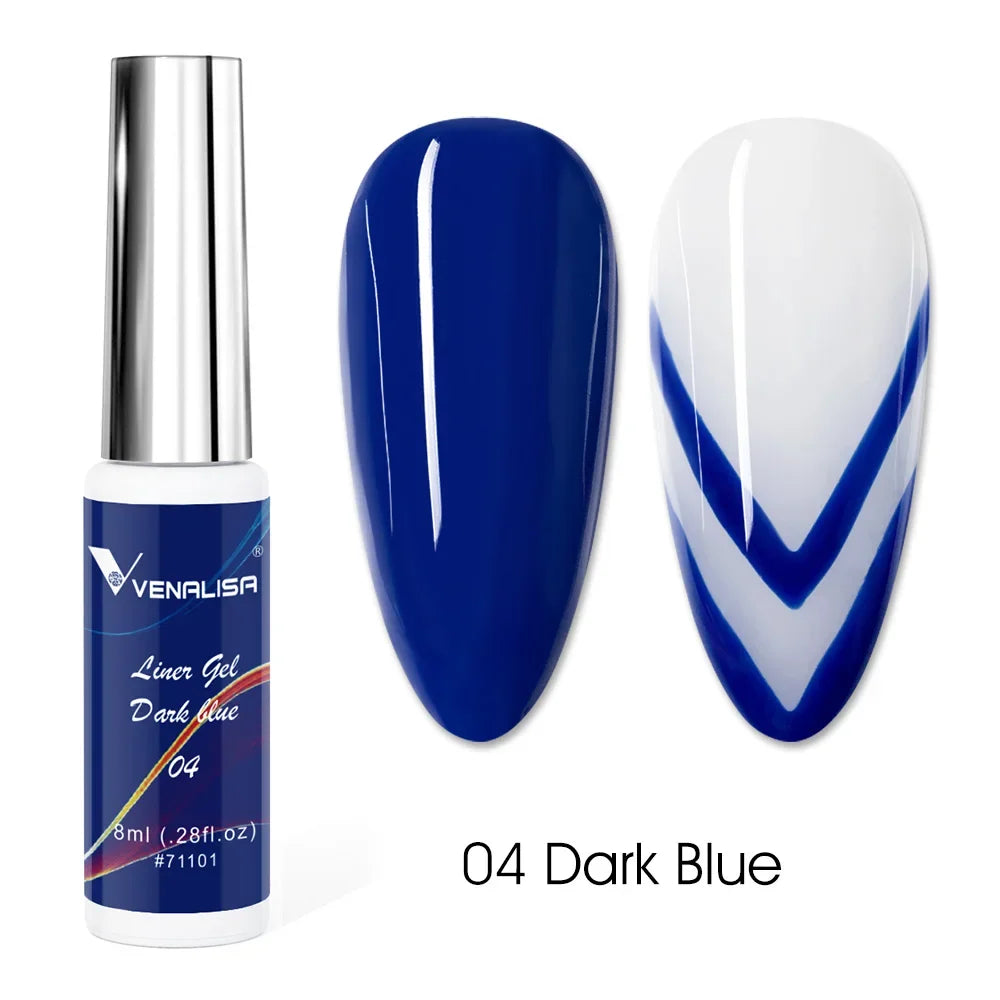 Venalisa Liner Gel 8ml French Nail Gel Polish UV LED Painting Gel Nail Art Design Gorgeous Glitter Color DIY Drawing Polish