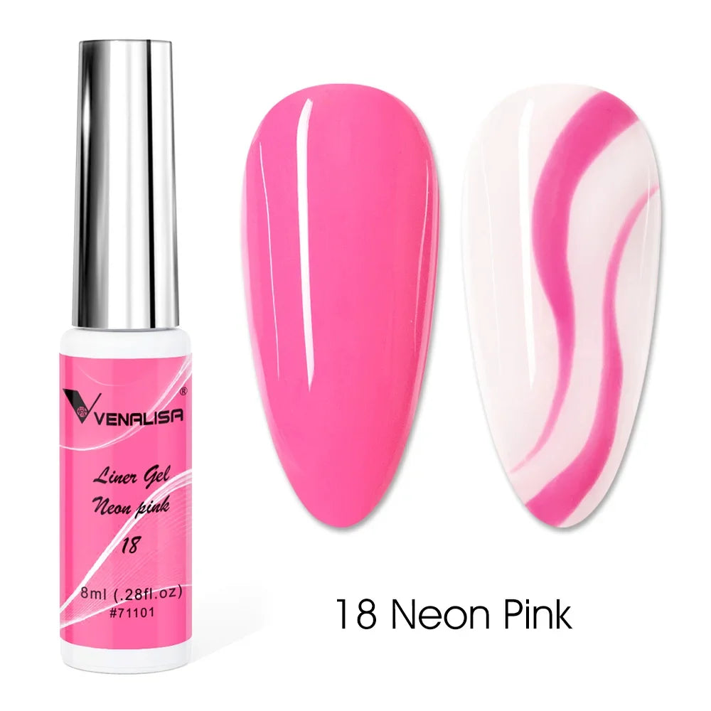 Venalisa Liner Gel 8ml French Nail Gel Polish UV LED Painting Gel Nail Art Design Gorgeous Glitter Color DIY Drawing Polish