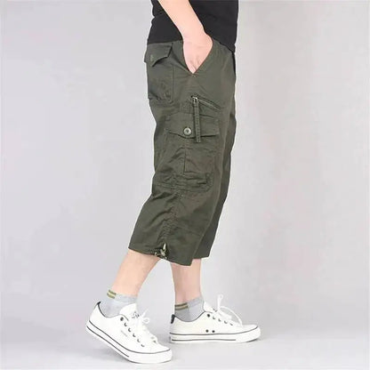 Long Length Cargo Shorts Men Summer Multi-Pocket Casual Cotton Elastic Capri Pants Men Military Tactical Short Hot Breeches 5XL by Dropshipman