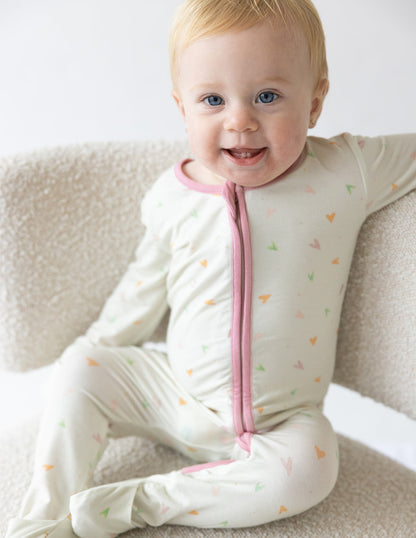 Heart Bamboo Convertible Footed Onesie
