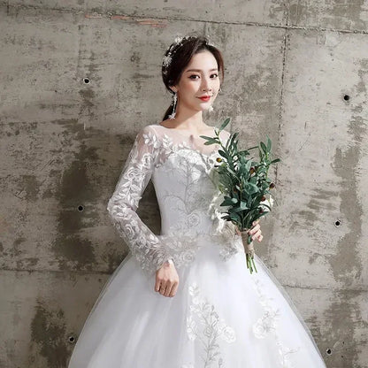 Custom Luxury Wedding Dress - Long Sleeve Ball Gown Plus Size | Femstylo