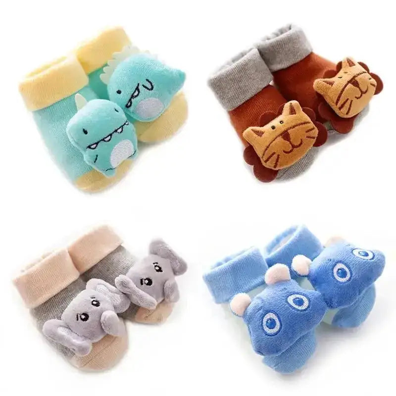 Cartoon Baby Anti-Slip Socks Shoes Newborn Infant Rattle Cute Autumn Boy Girl Floor First Walkers Booties Cotton Doll Warm Socks by Dropshipman