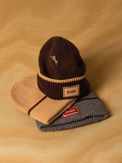 DRÔLE DE MONSIEUR Wool Beanie with Contrasting Stripe