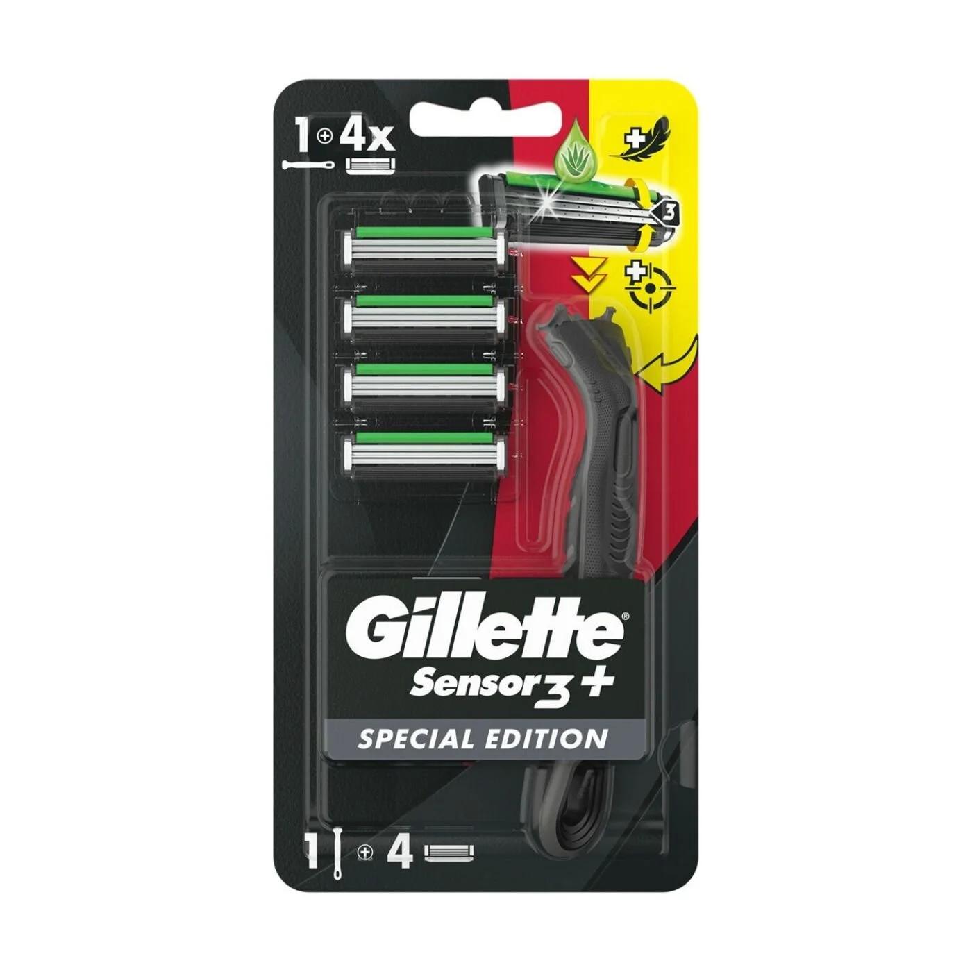 Gillette Sensor 3 Plus Black Razor &amp; 4 Refill Cartridges