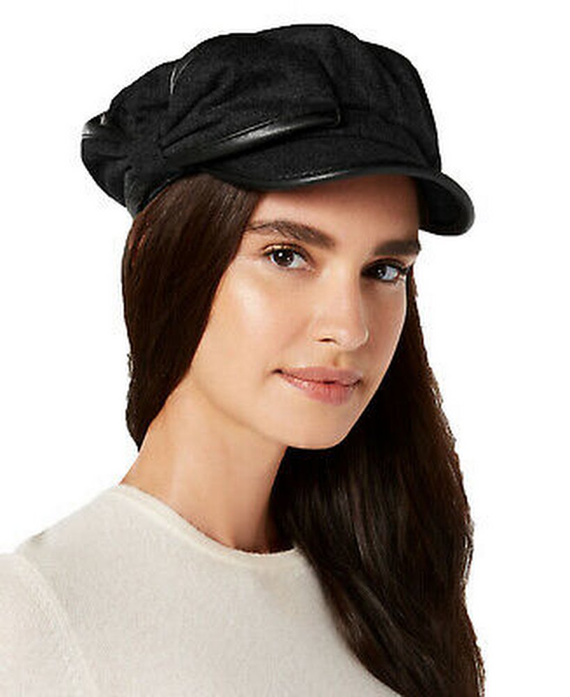 I.n.c. Flannel &amp; Faux-Leather Newsboy Cap