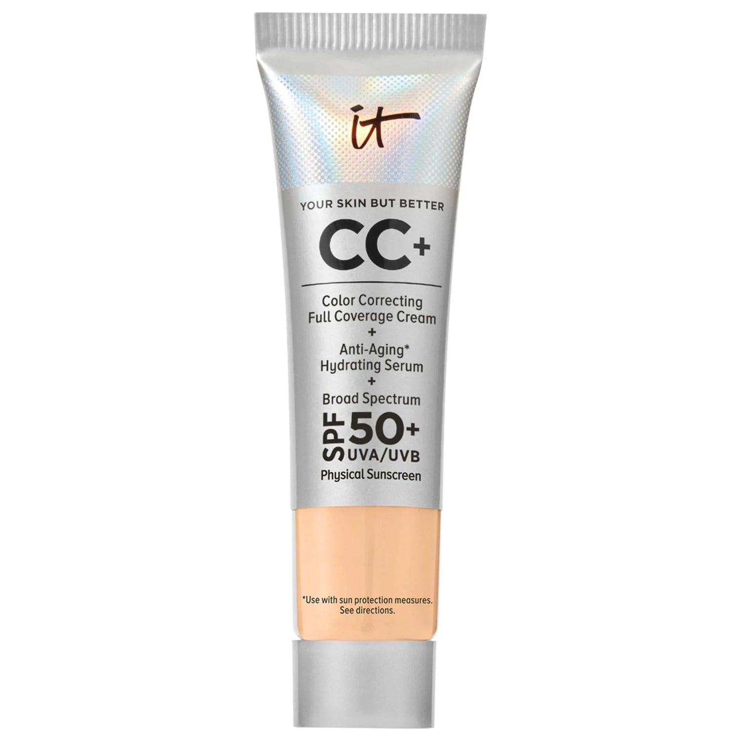 IT Cosmetics Mini CC+ Cream: Full Coverage Color Correcting Foundation with SPF 50+ - Hydrating, Anti-Aging, and Vegan.