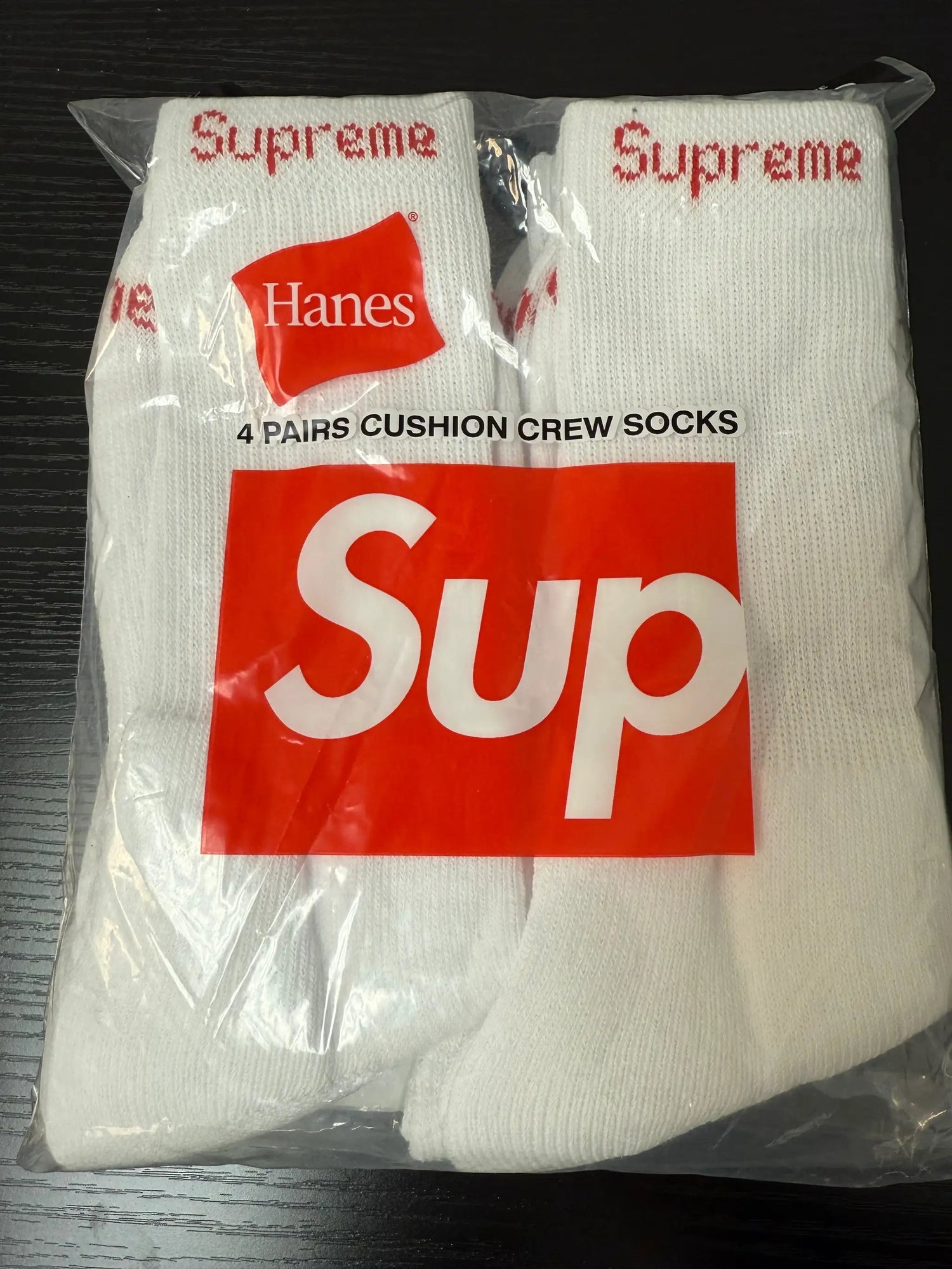Supreme X Hanes White Crew Socks 4 Pack Authentic by Stvshbox