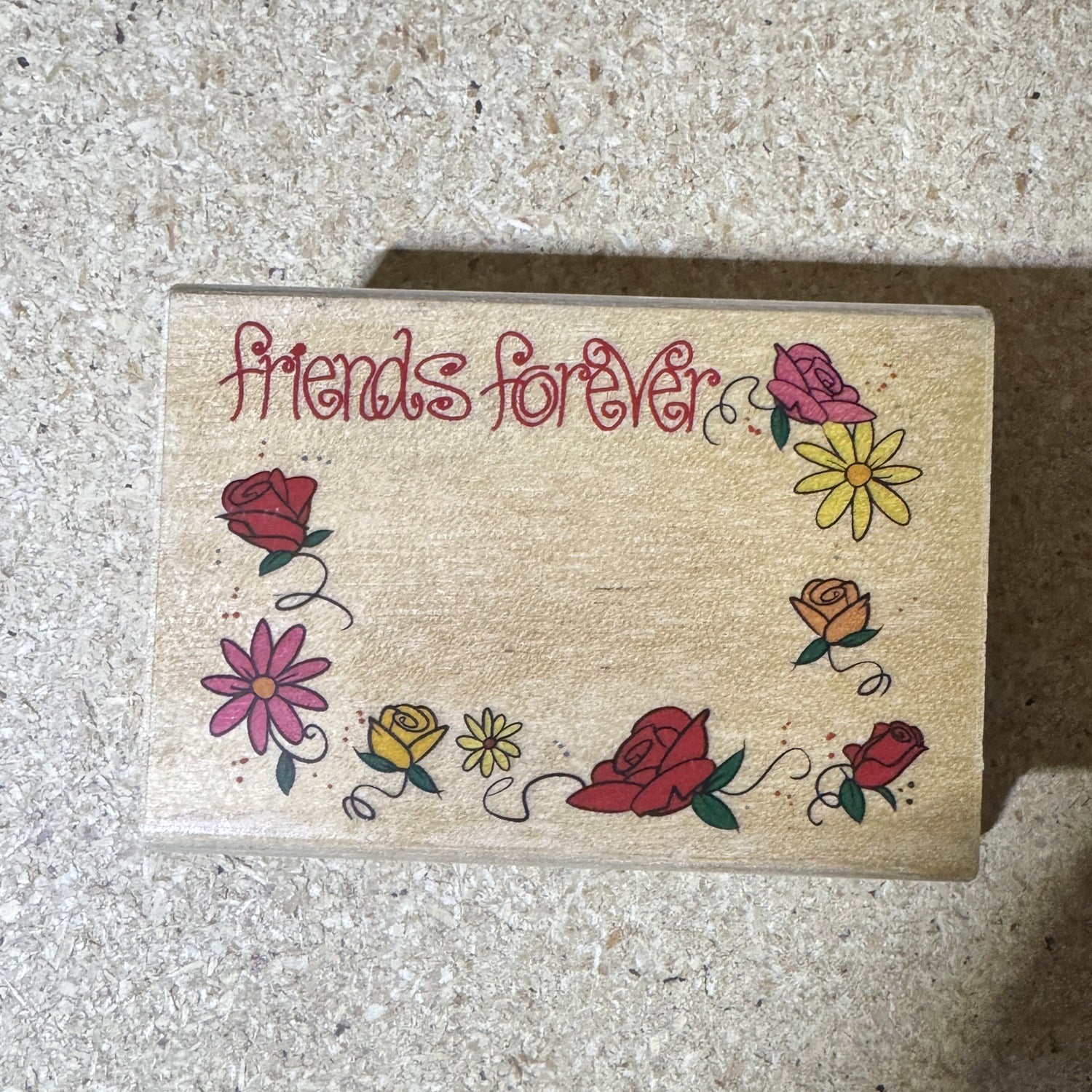 FRIENDS FOREVER 3 X 2 Wood Mounted Rubber Stamp by Stamps Etc