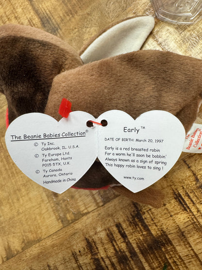 TY Beanie Baby 1997 Early the Robin w/ Errors Rare