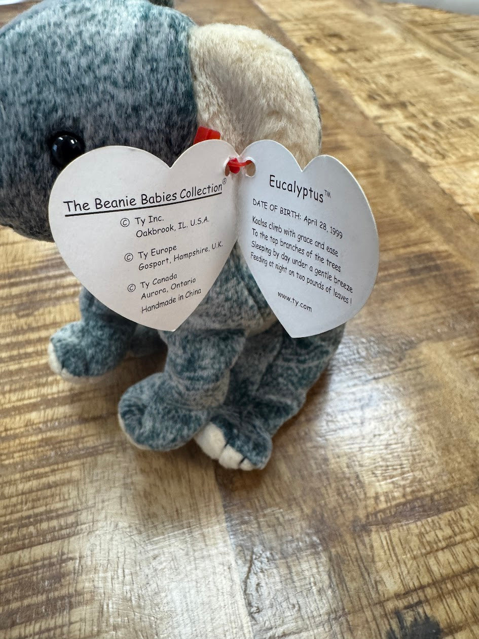 Rare Ty Beanie Baby: Eucalyptus the Koala Bear 1999-– P.V.C. Pellets With Errors